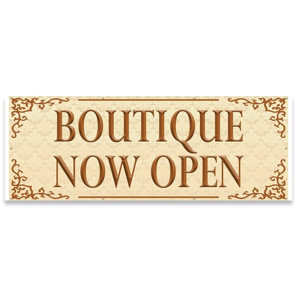 Boutique Now Open Banner Concession Stand Food Truck Single Sided